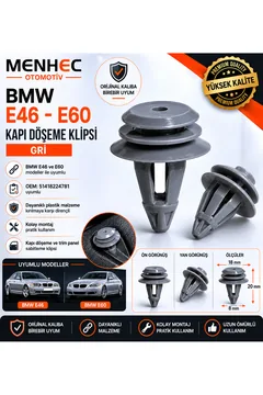 BMW E46 E60 Kapı Döşeme Klipsi Gri – 51418224781 Uyumlu Trim Panel Sabitleme Klipsi 100 Adet