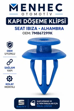Seat Ibiza Alhambra Kapı Döşeme Klipsi 7M867299K Panel Sabitleme Klipsi OEM Uyumlu 10 Adet1