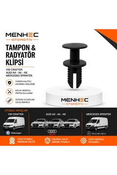 VW Crafter Audi A4 A6 A8 Mercedes Sprinter Tampon & Radyatör Klipsi – Plastik Sabitleme Klipsi 10 Adet