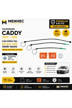 VW Caddy 2004-2015 Ön Sol Sağ Cam Kriko Teli ve Tamir Takımı Seti