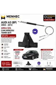Audi A3 8P 2004-2012 Arka Sol Cam Krikosu Tamir Seti 8P4839461