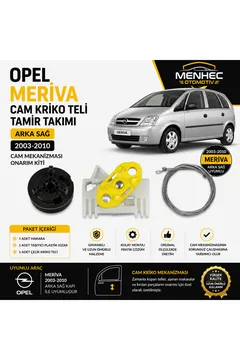 Opel Meriva A Arka Sağ Cam Kriko Teli Tamir Takımı (2003-2010) Cam Mekanizması Onarım Seti