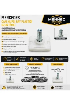 Mercedes Cam Klipsi Ray Plastiği Uzun Pimli Cam Kriko Kızağı Cam Mekanizması Tamir Parçası