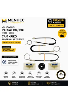 Volkswagen Passat B8 B8L Ön Sağ Cam Kriko Tamir Halat Teli Seti 3G0837462 2014-2023