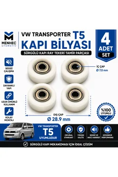 VW Transporter T5 Sürgülü Kapı Bilyası 4 Adet Set 29mm Kapı Ray Tekeri Tamir Parçası