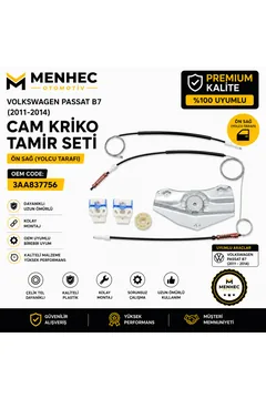 Volkswagen Passat B7 Ön Sağ Cam Kriko Tamir Seti Motor Kapaklı 3AA837756 2011-2014