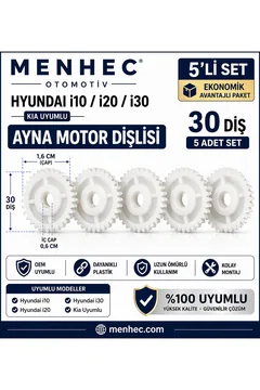 Hyundai i10 i20 i30 Ayna Motor Dişlisi 30 Diş 1.6 cm 5 Adet Set