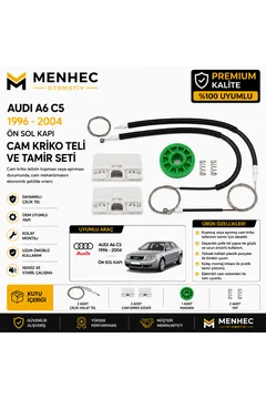 Audi A6 C5 1996-2004 Ön Sol Cam Kriko Teli ve Tamir Seti