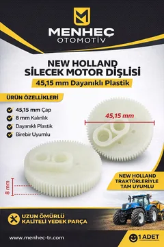 New Holland Silecek Motor Dişlisi 45,15 mm – Dayanıklı Plastik Tamir Dişlisi