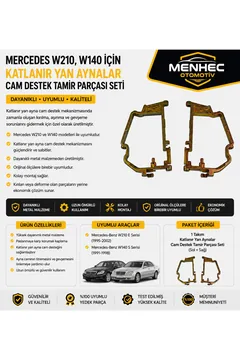 Mercedes W210 W140 Katlanır Yan Ayna Cam Destek Tamir Parçası Seti Sol Sağ Takım
