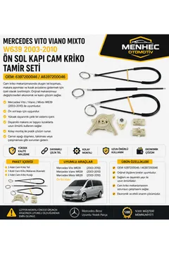 Mercedes Vito Viano Mixto W639 Ön Sol Cam Kriko Tamir Seti (2003-2010) OEM 6397200046 A6397200046