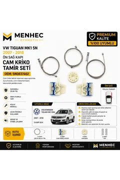 VW Tiguan MK1 5N 2007-2018 Ön Sağ Cam Kriko Tamir Seti 5N0837462