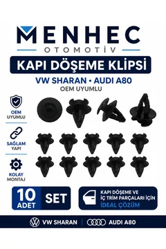 VW Sharan Audi A80 Kapı Döşeme Klipsi 10 Adet Set Panel Sabitleme Klipsi OEM Uyumlu