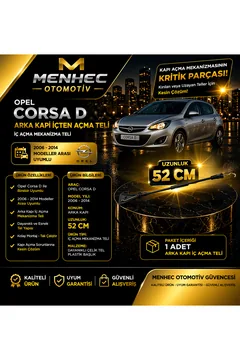 Opel Corsa D Arka Kapı İç Açma Teli 52 cm İçten Açma Mekanizma Teli (2006-2014 Uyumlu)