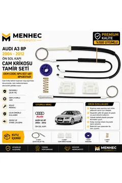 Audi A3 8P 2004-2012 Ön Sol Cam Krikosu Tamir Seti 8P4837461