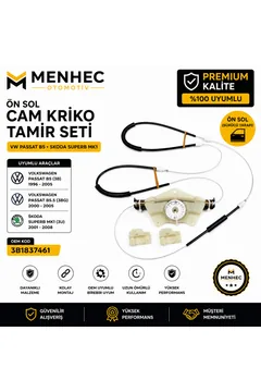 VW Passat B5 3B 3BG Skoda Superb MK1 Ön Sol Cam Kriko Tamir Seti 3B1837461