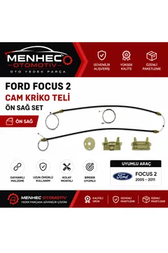 Ford Focus 2 Cam Kriko Teli Ön Sağ Set (2005-2011) Uyumlu Tamir Seti –