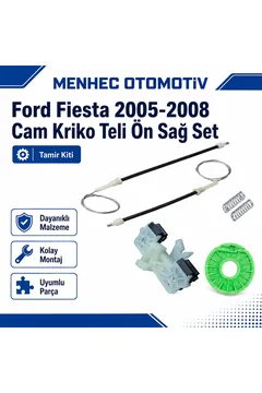 Ford Fiesta Ön Sağ Cam Kriko Teli Tamir Seti 2005-2008 Uyumlu Cam Mekanizma Kiti