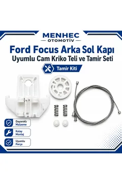 Ford Focus Arka Sol Cam Kriko Teli Tamir Seti Arka Sol Kapı Uyumlu Cam Mekanizması Kiti