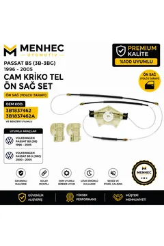 VW Passat B5 3B 3BG Ön Sağ Cam Kriko Teli Tamir Seti 3B1837462 1996-2005