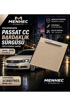 Passat CC Bardaklık Kapağı Sürgülü Kapak Orta Konsol Bej 2008-2016