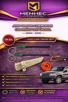 Jeep Grand Cherokee Cam Kriko Teli Ön Sol (2000-2005) – Kapı Cam Tamir Seti