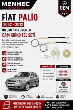 Fiat Palio 2002-2012 Ön Sağ Cam Kriko Tel Seti Cam Mekanizması Tamir Kiti OEM 46786202 46786201