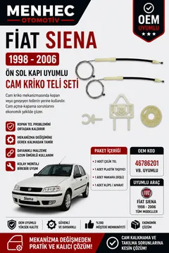 Fiat Siena 1998-2006 Ön Sol Cam Kriko Tel Seti Cam Mekanizması Tamir Kiti OEM Uyumlu 46786201