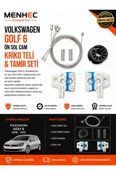 Volkswagen Golf 6 2008-2012 Ön Sol Cam Kriko Teli & Tamir Seti – Cam Mekanizması Tamir Kiti