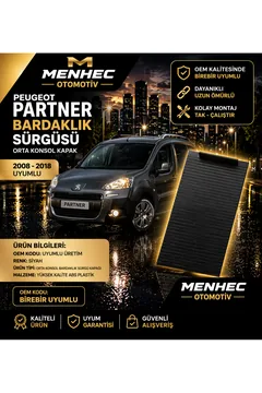 Peugeot Partner Bardaklık Kapağı Sürgülü Kapak Orta Konsol Siyah 2008-2018